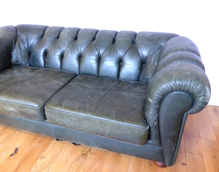 A Green leather Chesterfield Sofa. - Image 2 of 2