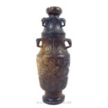 Chinese Jade Baluster Vase With Cover