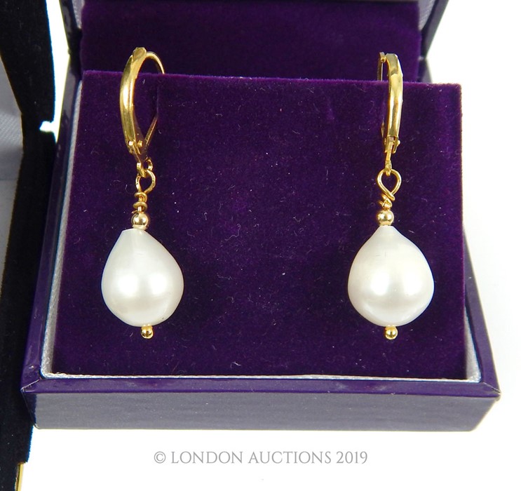 Two Pairs Of Pearl Drop Earrings. - Image 3 of 3