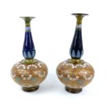 A Pair Of Blue Glaze And Gilt Royal Doulton Vases