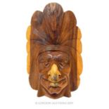 A Large Hardwood Carving of a Native American.