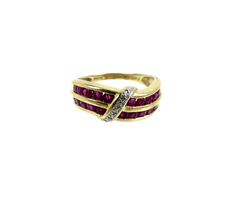 a 9 Carat Gold Ruby And Diamond Dress Ring. - Image 2 of 2