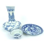 Three Pieces Of Blue And White Chinese Ceramic