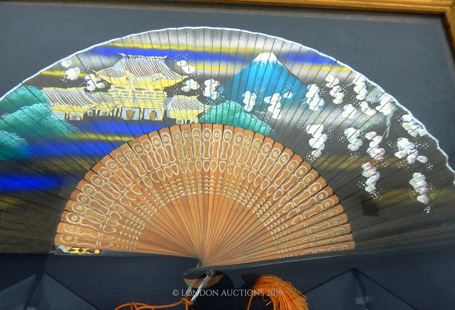 A Framed Japanese Fan. - Image 2 of 2