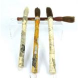 Japanese Bone And Hardwood Calligraphy Brushes