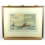 A Victorian Marine Watercolour "Fishing Boats" Signed J. Edwards, 1878