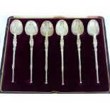 An Antique Cased Set Of Six Anointing Tea Spoons.