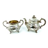 A Matched Set Of Sterling Silver Teapot And Matched Bowl, Hallmarked Sheffield 1864