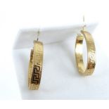 A 9 Carat Gold Greek Key Design Earrings.