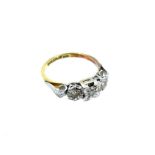A 9ct Gold Diamond Three Stone Stepped Shoulder Ring