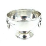 A Small Sterling Silver Bowl With Lions Head Handles