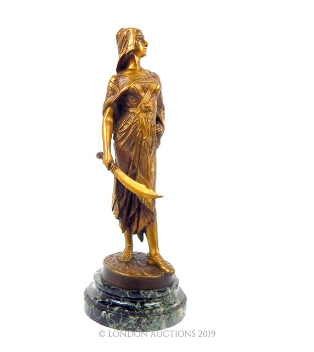 A Circa 1900 Edouard Drouot Bronze Of A Female Warrior - Image 2 of 4