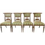 A SET OF FOUR LATE 19TH MAHOGANY RUSSIAN/BALTIC HALL CHAIRS