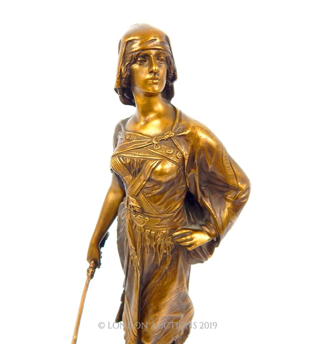 A Circa 1900 Edouard Drouot Bronze Of A Female Warrior