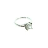 An 18 Carat White Gold Princess Cut Single Stone Diamond