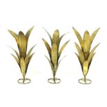 Three Maison Jansen Style Candle Holders Gold Leaf.