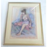 A Large Pastel On Paper Of A Reclining Nude, Signed Hazel Thompson