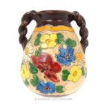 A Floral Painted Vase Painted By J. Massier Vallauris