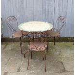 A French Mosaic Topped Garden Table And Chairs