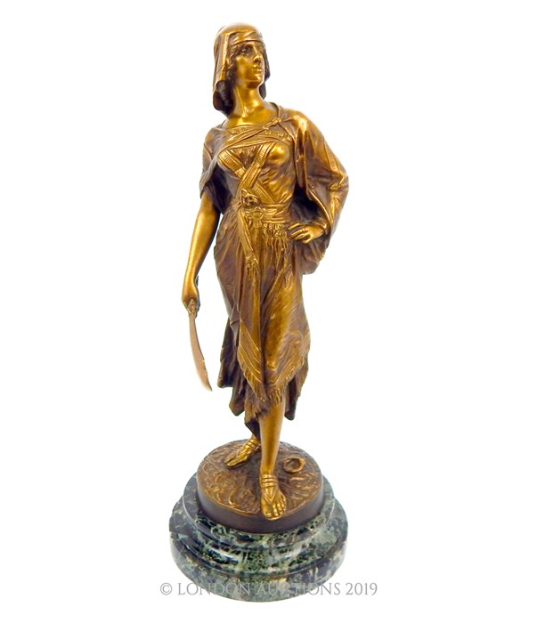 A Circa 1900 Edouard Drouot Bronze Of A Female Warrior - Image 3 of 4