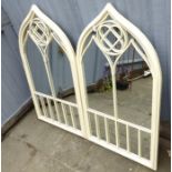 A Pair Of White Gothic Garden Mirrors