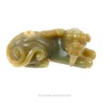 Chinese Qing Jade Carving Mythical Chi-lin Beast