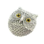 A Silver Plated Vesta Case In The Form Of An Owl With Glass Eyes