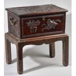 AN 18TH CENTURY CHINESE CARVED ZITAN SCHOLARS BOX.