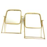 Two Gilt Metal Table Top Swing Mirrors.
