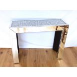 A Console Table Mirrored With Diamante Top.