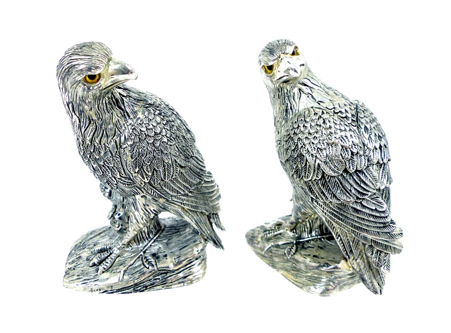 A Pair Of Unusual Condiments In The Form Of Birds Of Prey.