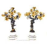 Fine Pair Of Circa 1880 French Cast Bronze And Ormlou Candelabra