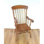 A Large Victorian Reed Back Oak Chair.