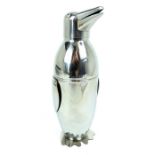 A Silver Plated Penquin Cocktail Shaker.