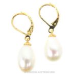 A Beautiful Lustre AAA+ 12-14 mm South Sea Pearl Drop Earrings 14 carat.