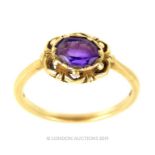 A 9 Carat Gold Victorian Style Amethyst Ring, Size U