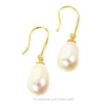 A Classic AAA++ 10-12 mm South Sea White Pearl Drop Earrings 14 carat.