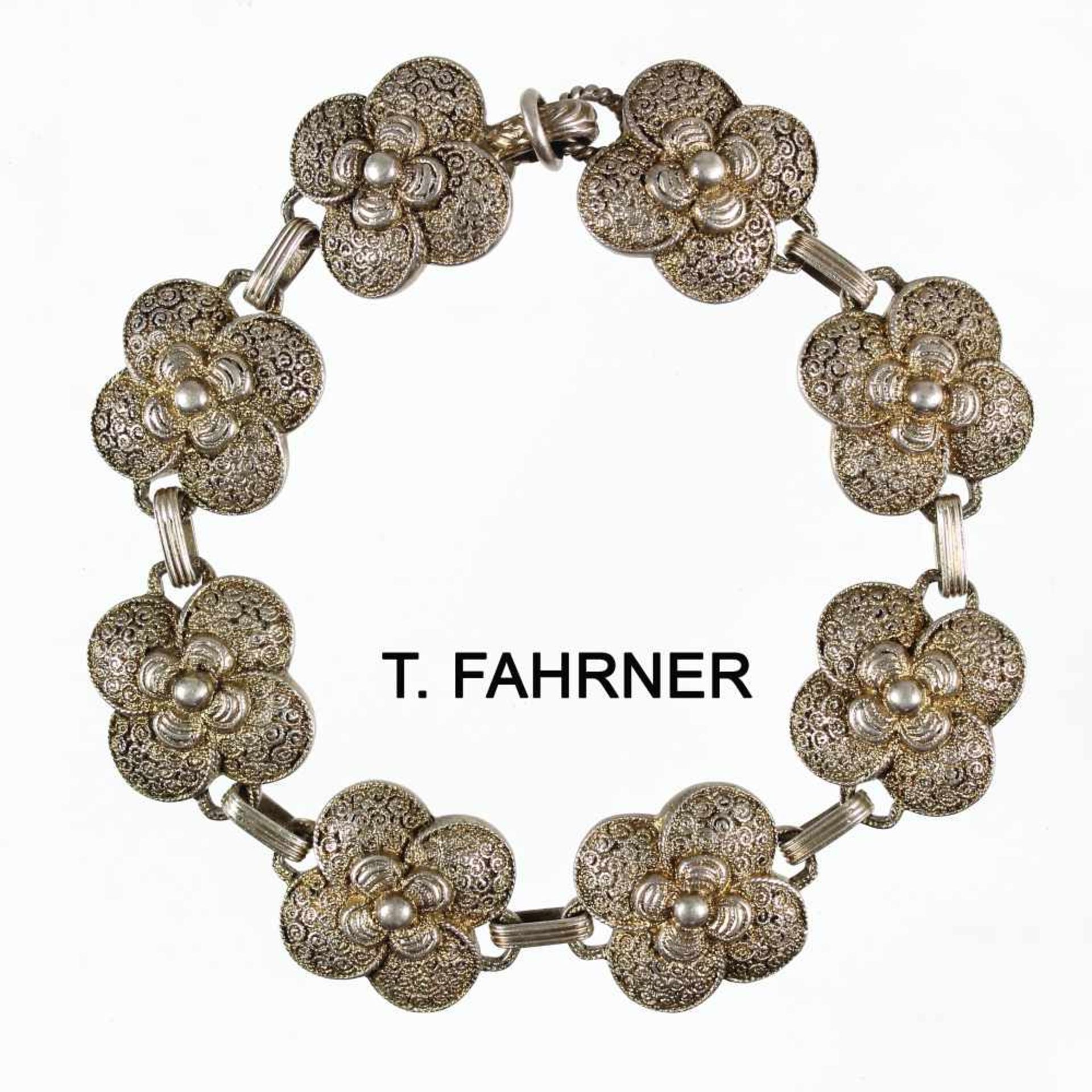 Armband, "THEODOR FAHRNER" Pforzheim der 1930/40er Jahre (Filigranschmuck), Silber 925/000, verg.,