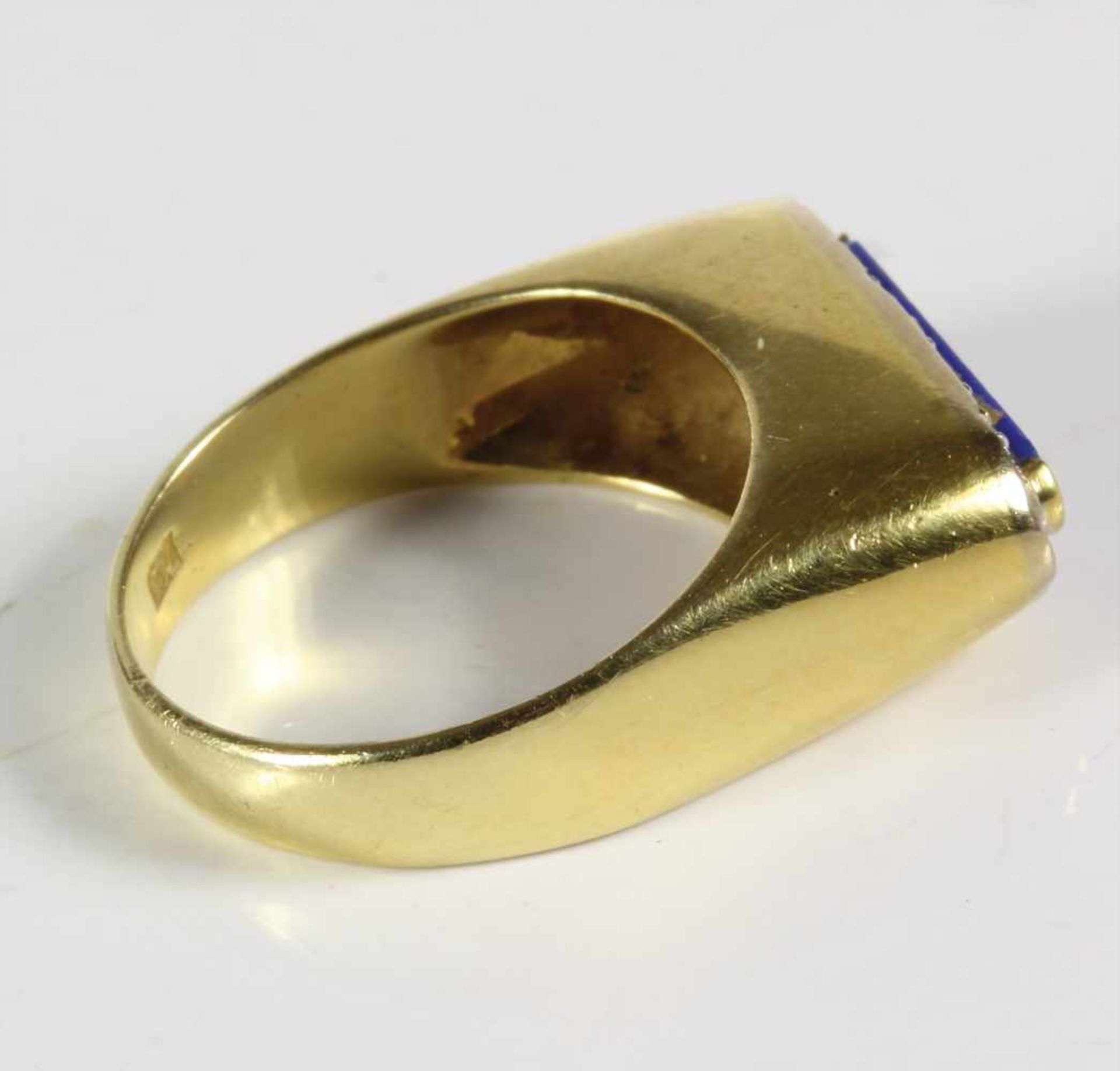 Ring, GG 750/000, kl. Lapisplatte, 16 Diamanten weiß, RW ca. 52,5 - Bild 2 aus 2