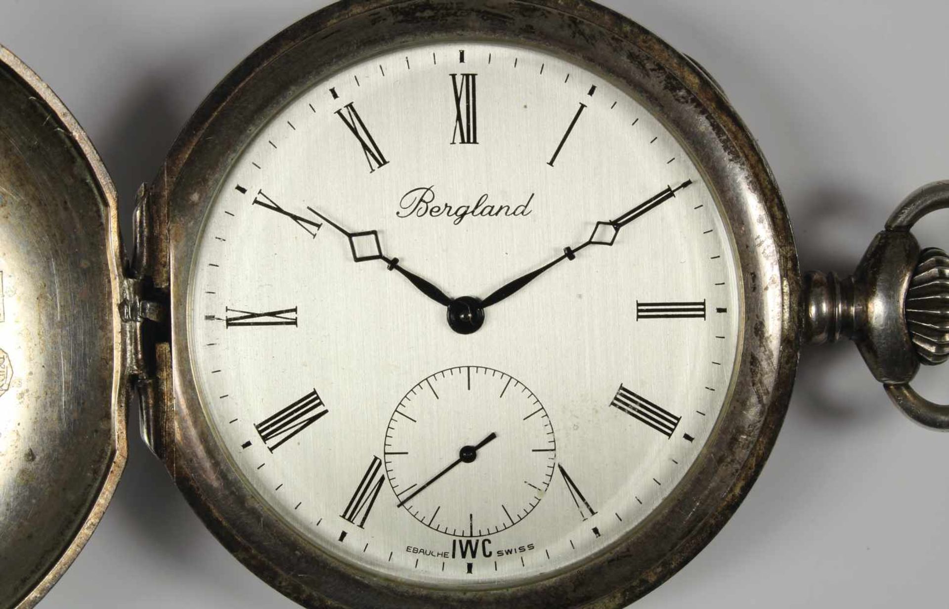 Herren-Taschenuhr, "IWC" Bergland, Silber 925/000, sig.: Bergland IWC SWISS; silberfarbenes - Image 2 of 2