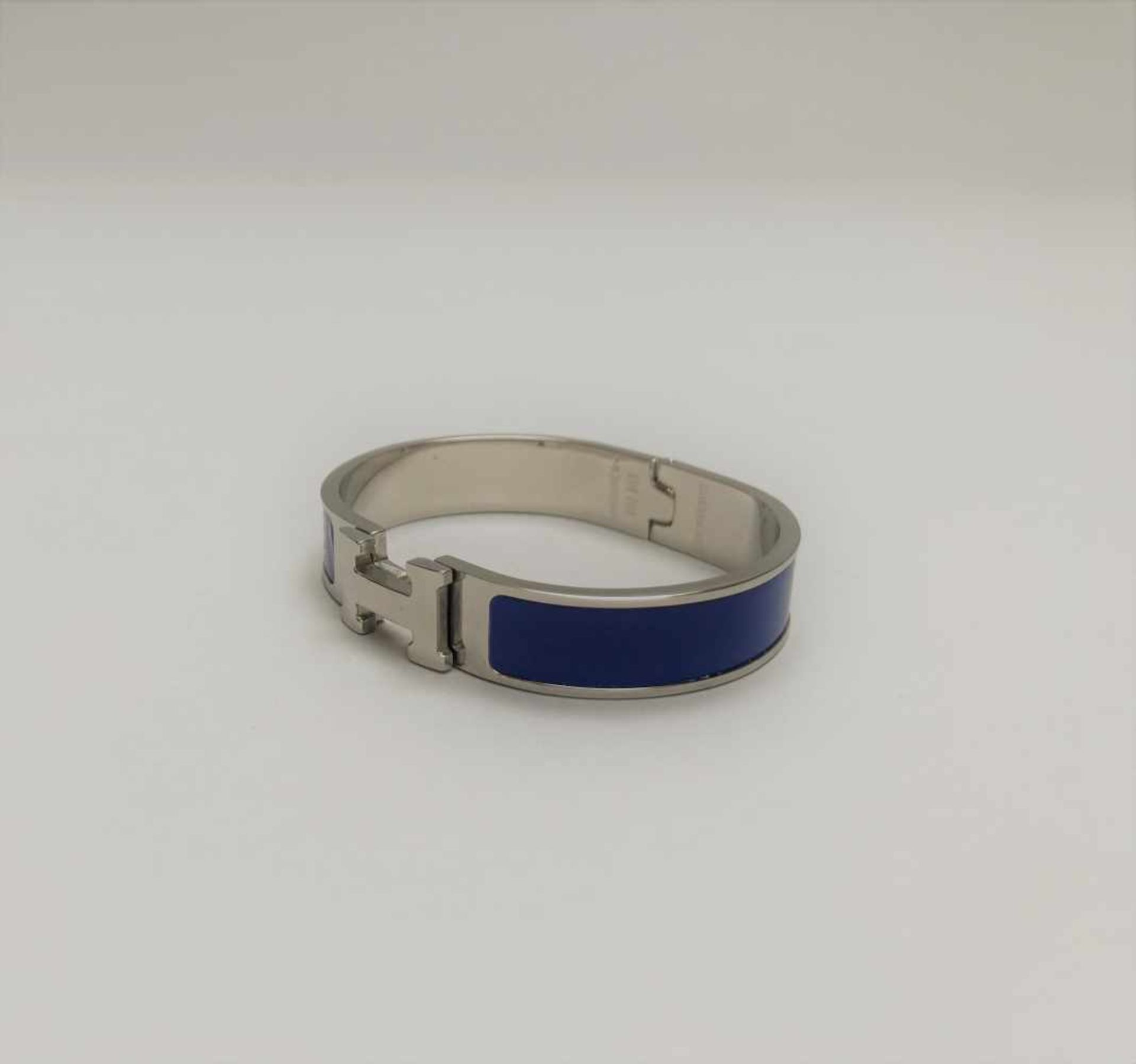 HERMES PARISBRACELET Clic H en métal palladié et laque bleu, PM, poignée. Approx. 15,5 cm - Bild 3 aus 3