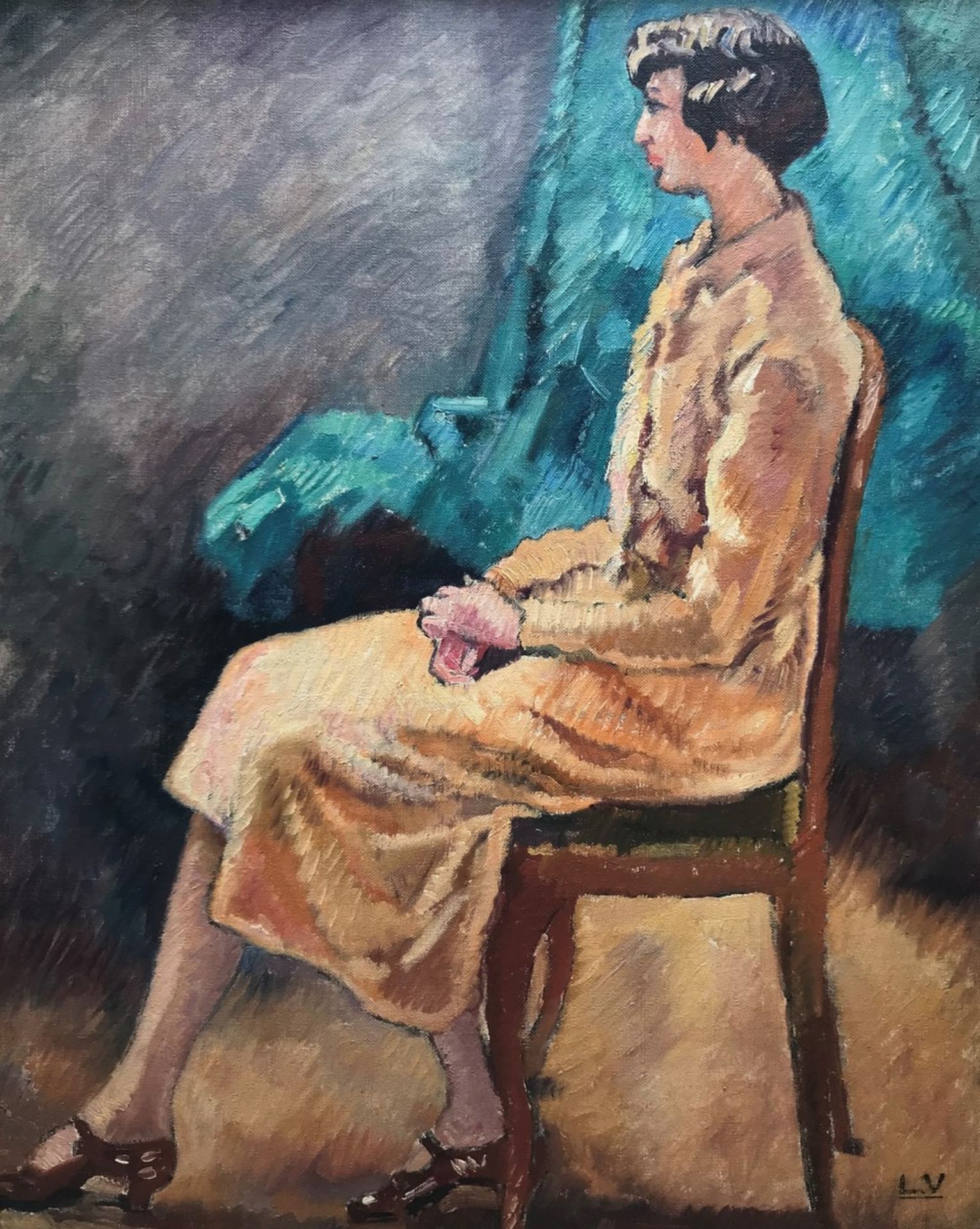 Louis VALTAT (1869-1952) - Madame Zette Dupont assise, circa 1930 - Huile sur [...]