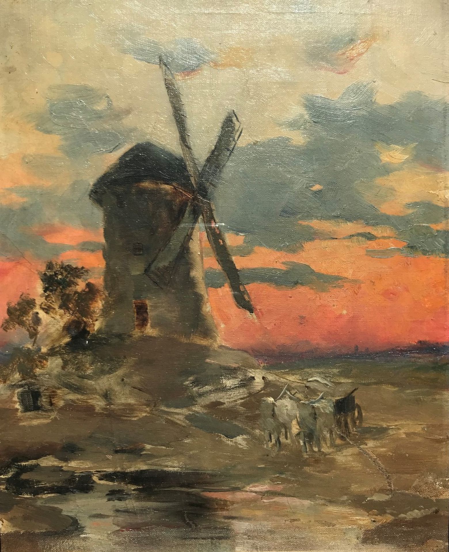 Jacob Henricus MARIS (1837-1899), Attribué à - Paysage au moulin - Huile sur [...]