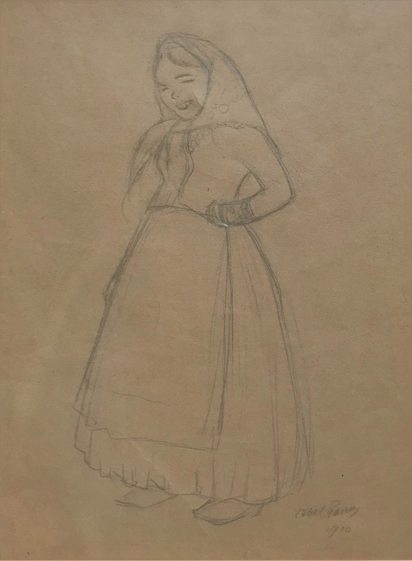 Abel Pfeffermann PANN (1883-1963) - Jeune paysanne russe, 1910 - Dessin à la mine [...]