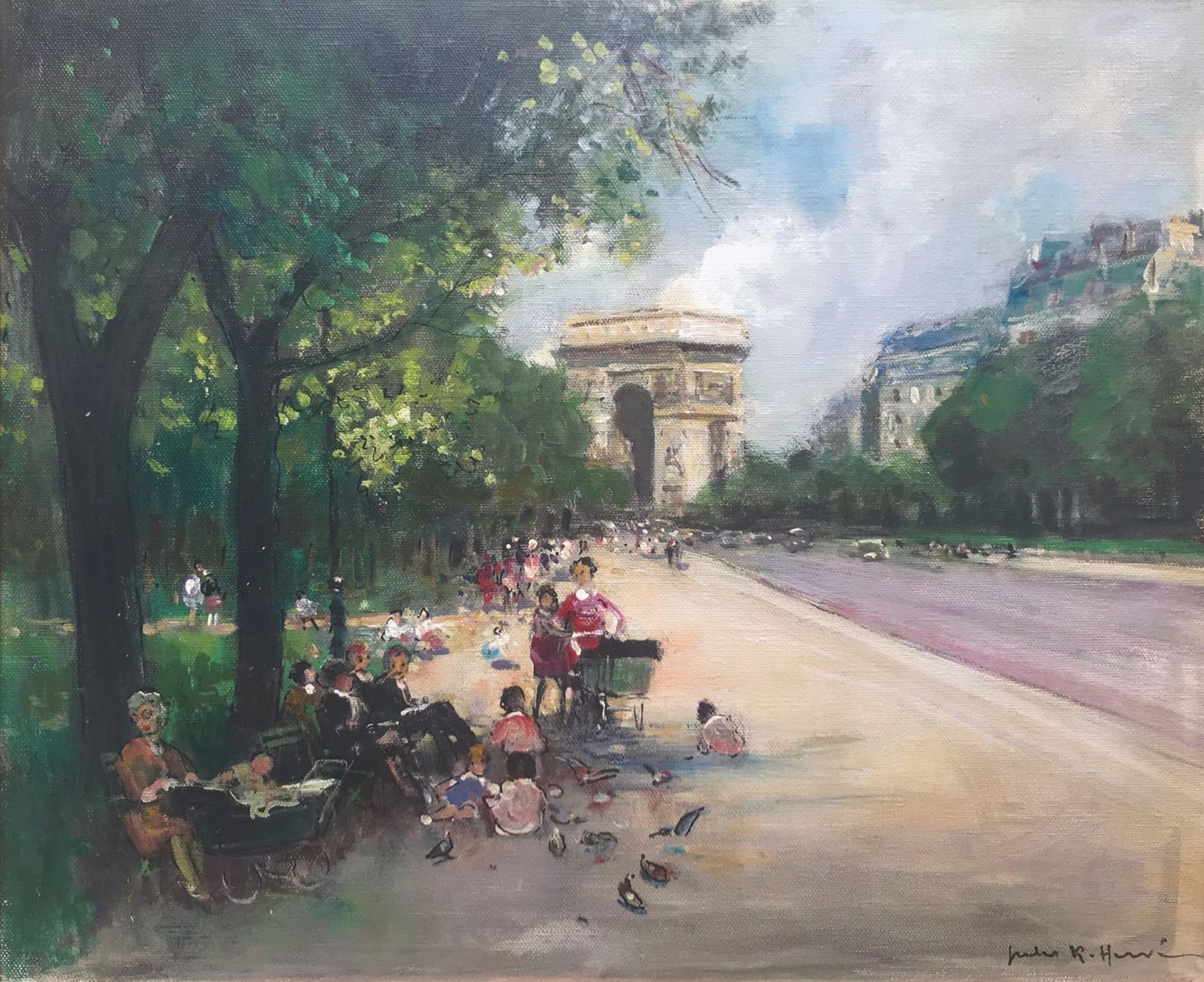 Jules René HERVE (Langres 1887-1981) - Paris, L'Avenue du bois et l'Arc de [...]