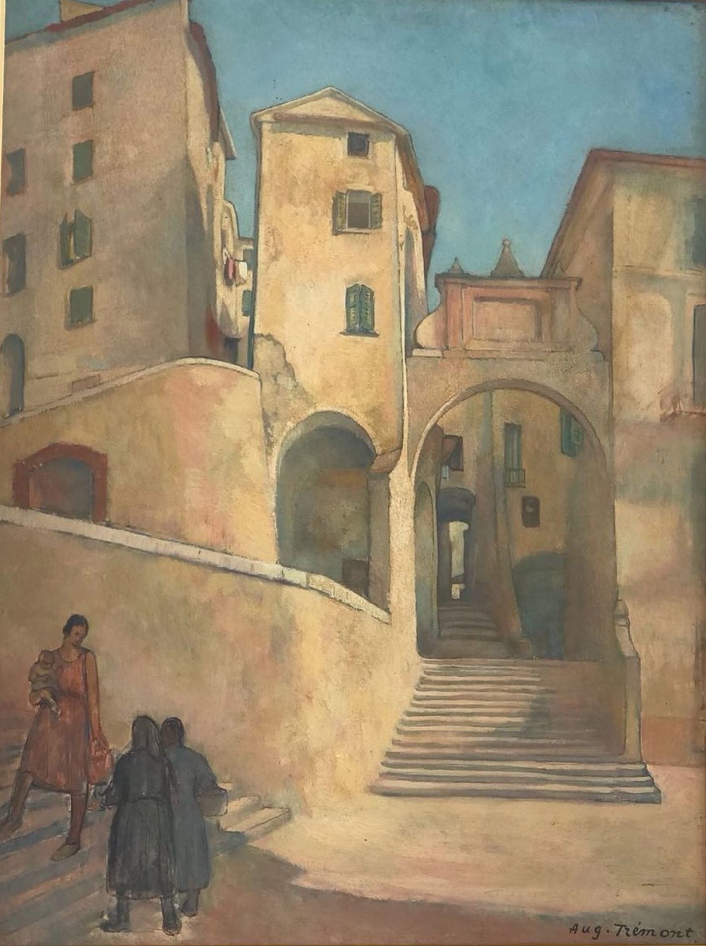 Auguste TRÉMONT (1892-1980) - L'entrée de la ville - Huile sur panneau, signée [...]