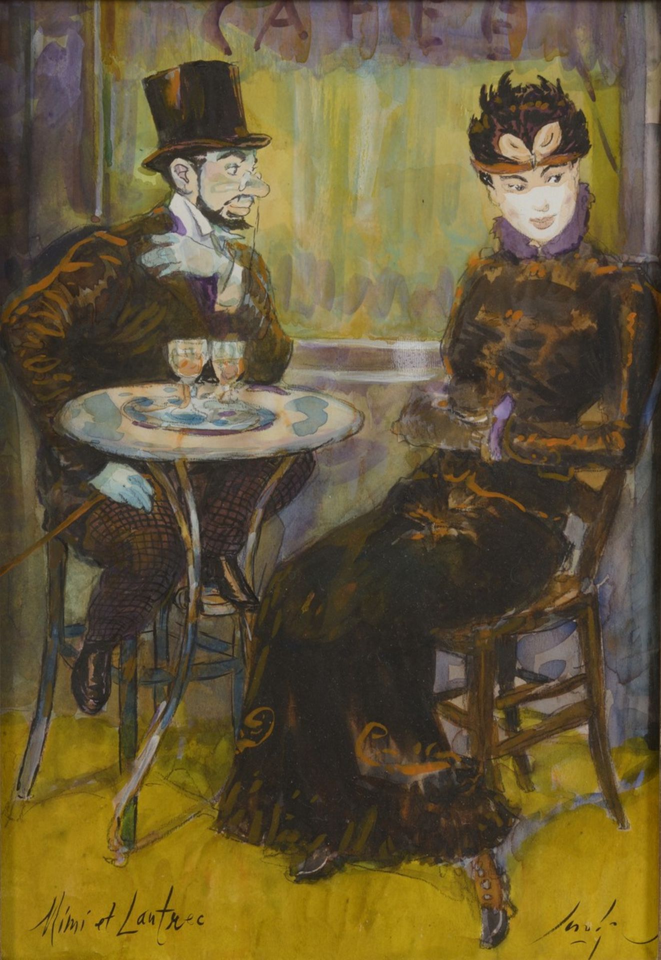 Gradimir SMUDJA (Né en 1954) - Mimi et Lautrec - Encre de Chine et gouache de [...]