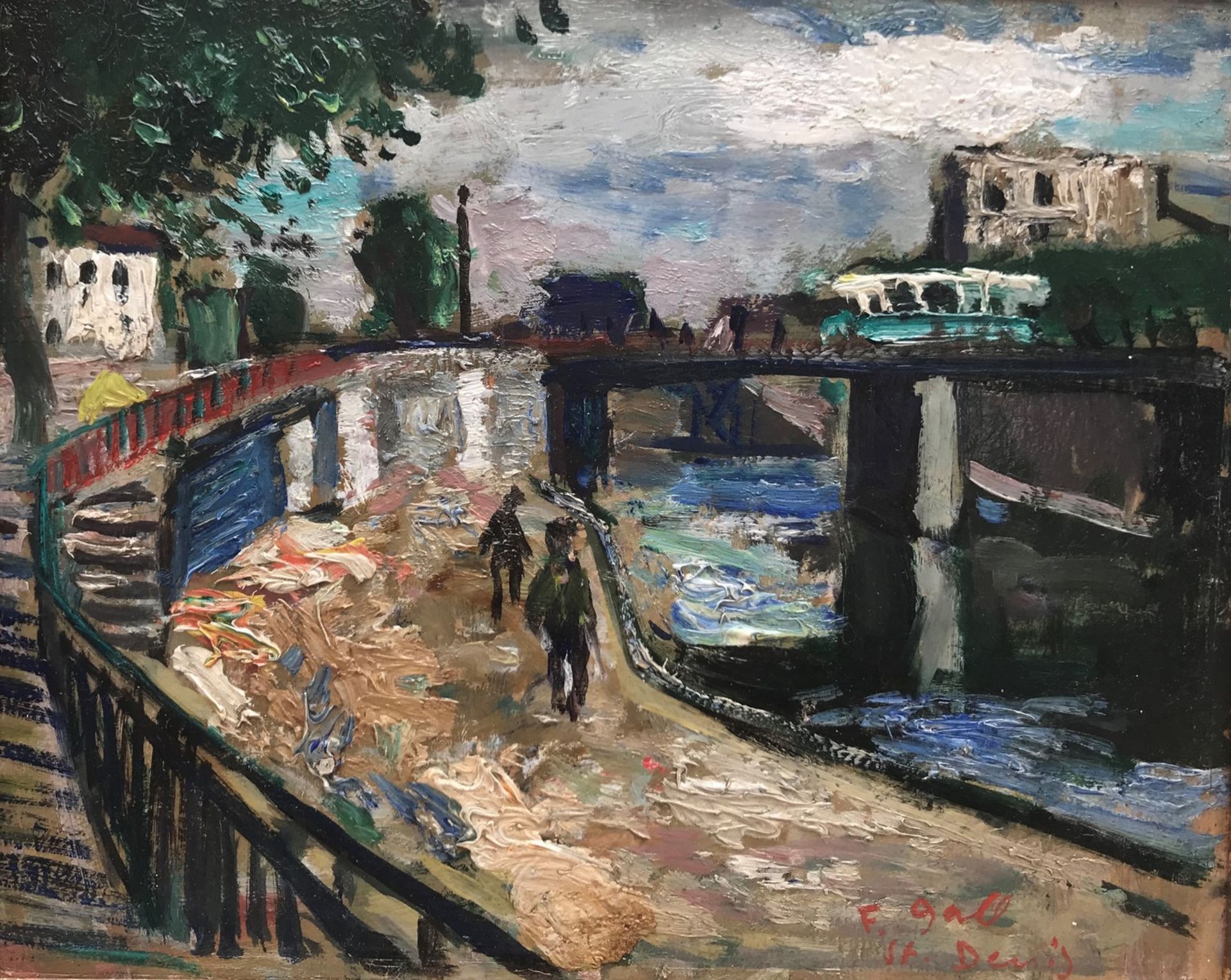 François GALL (1912-1987) - La Seine sous le Canal Saint Denis à Paris. Huile sur [...]