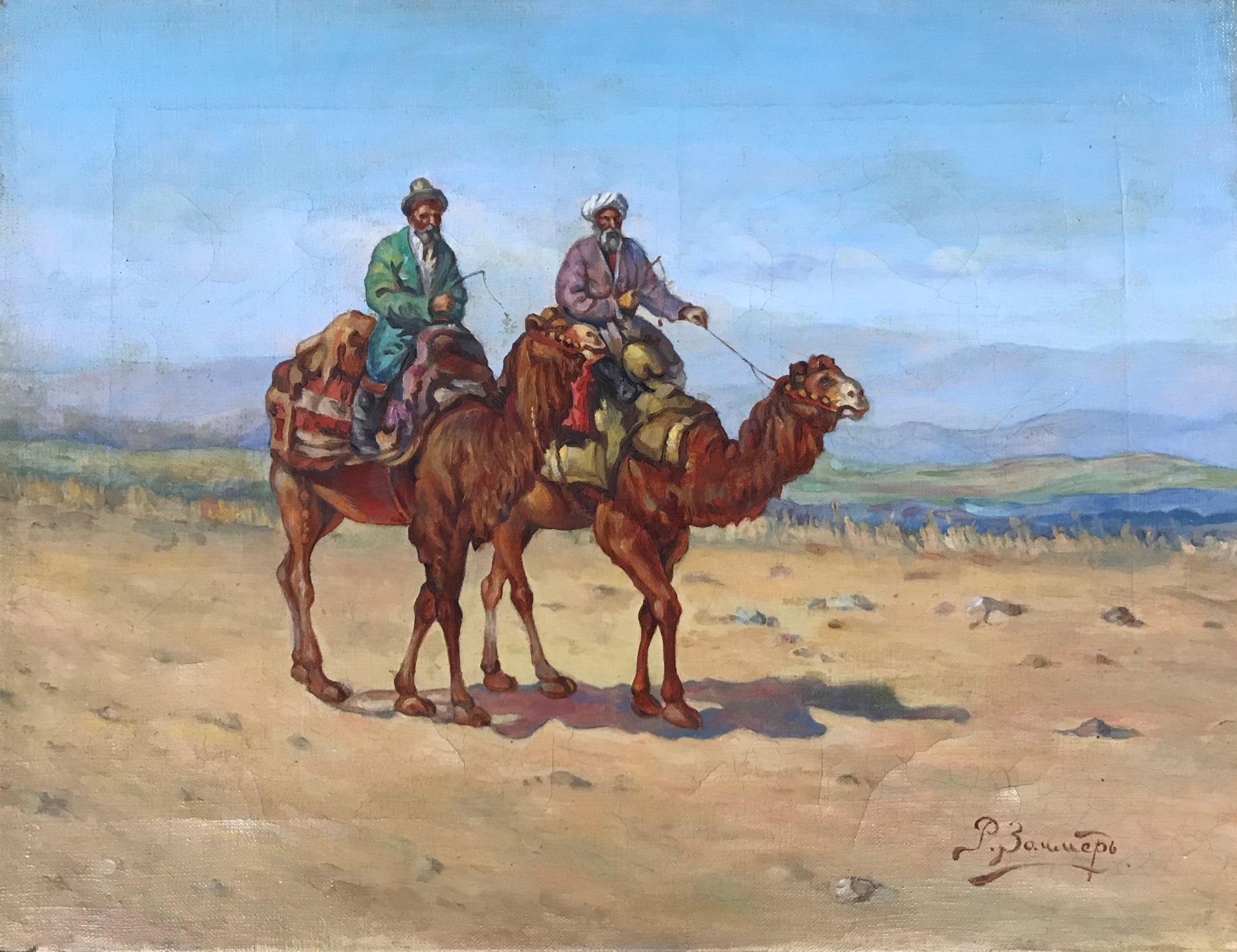 Richard Karlovich ZOMMER (1866-1939) , Attribué à - Cavaliers arabes - Huile sur [...]