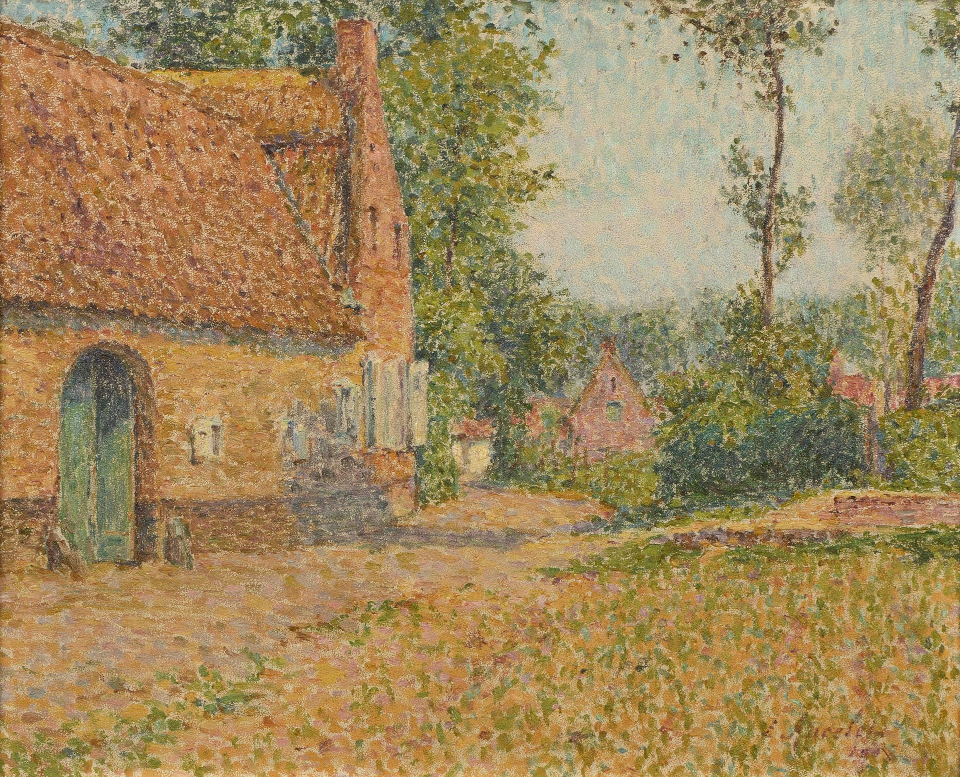 Emile ANSELET (1865-1951) - Paysage de campagne - Huile sur panneau, signée en bas [...]